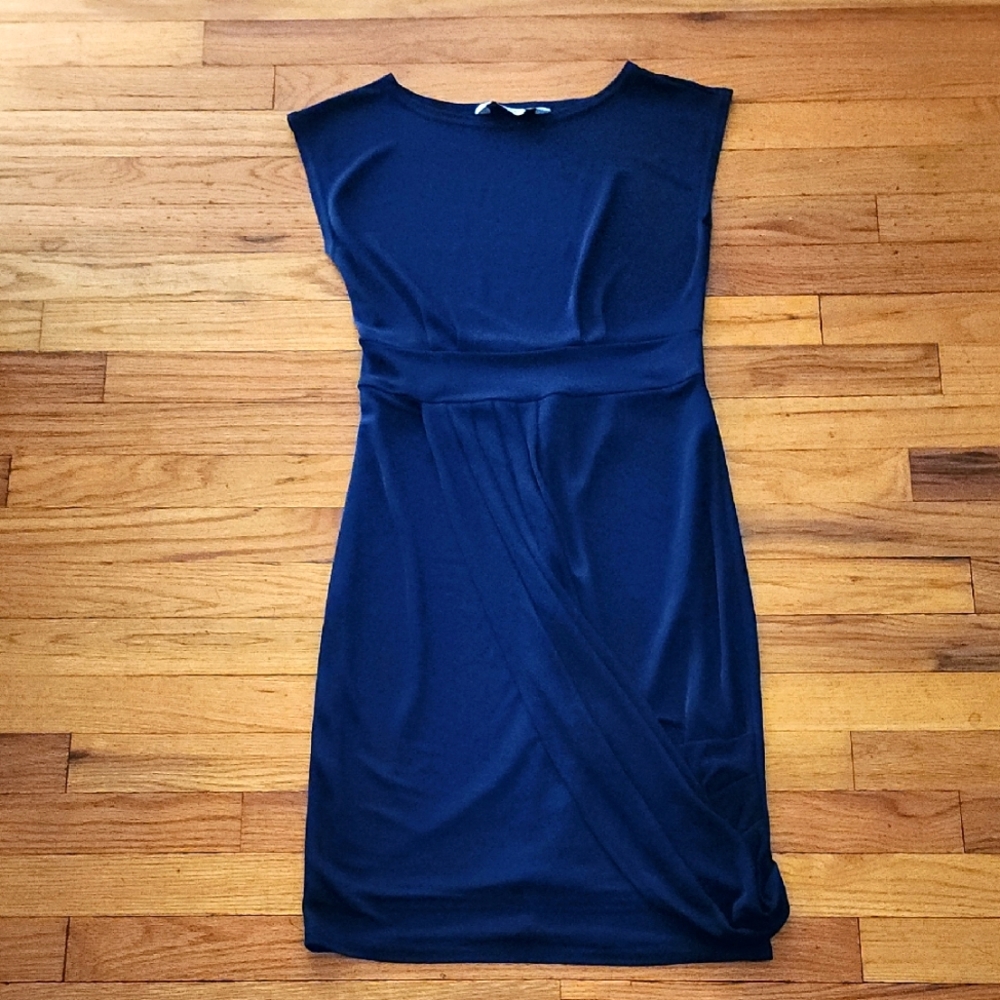 Zara Blue Sheath Drape Dress